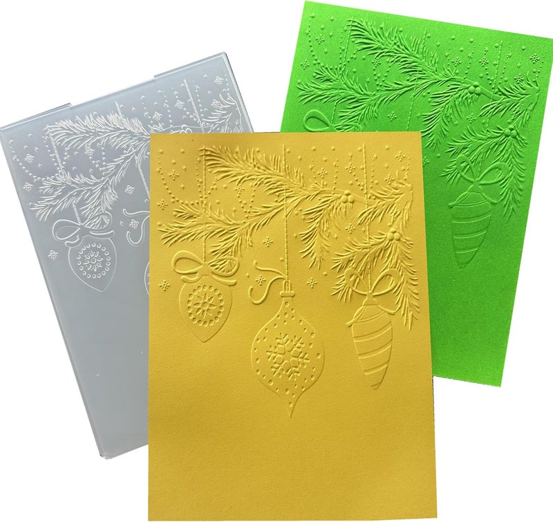 Arbuya 3D Christmas Ornaments Plastic Embossing Folders for Christmas Card Making Evergreen Embossing Folder for Gift Tag Paper Crafting Home Decoration 5"x7" - Image 2